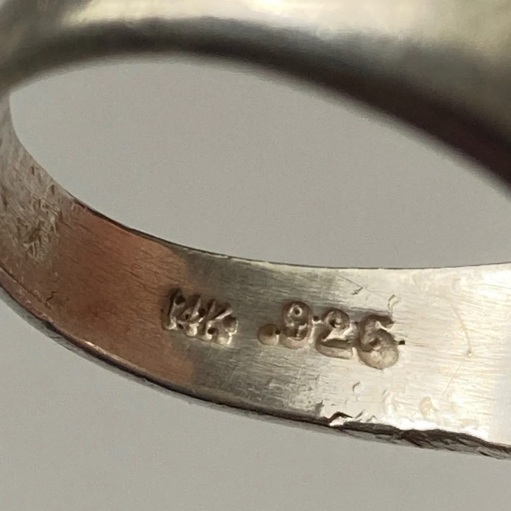 Teme Sterling silver and 14 K gold ring, size 10.75